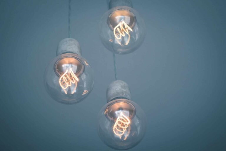 Three LED pendant lamps hanging down from the ceiling.