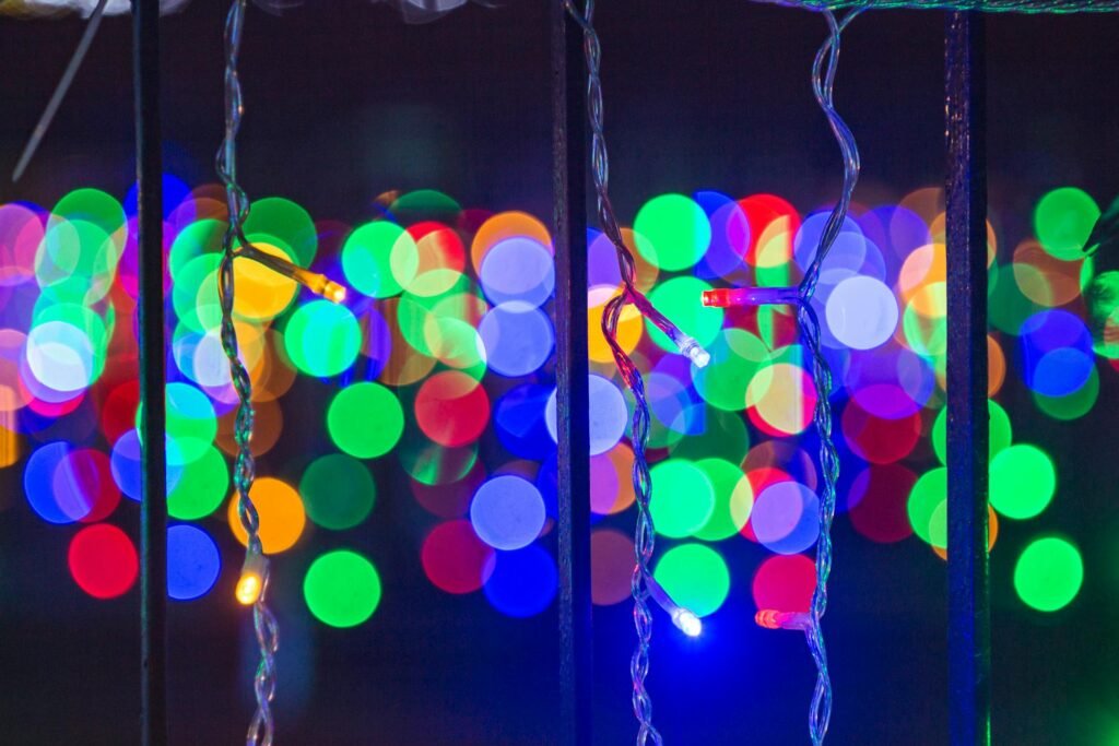 Slightly blurred colorful LED lights.